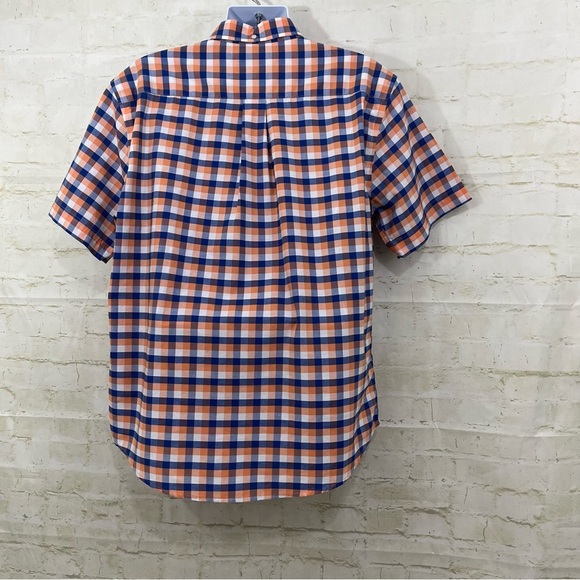 St John’s Bay Orange Check Button Short Sleeve Shirt - Picture 6 of 10